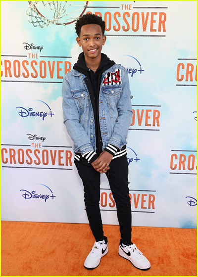 Kyan Samuels on the orange carpet at the The Crossover premiere
