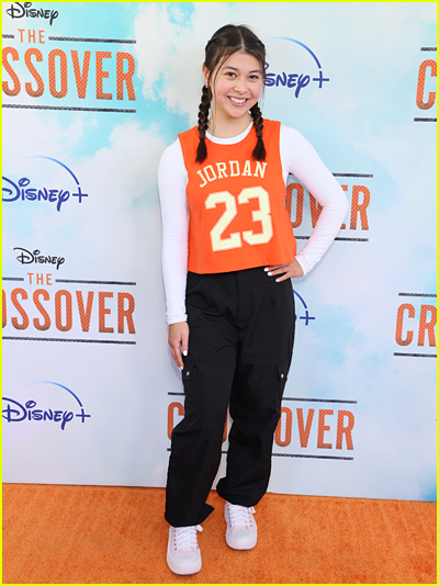 Leah Mei Gold on the orange carpet at the The Crossover premiere