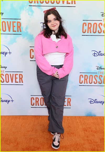 Emma Shannon on the orange carpet at the The Crossover premiere