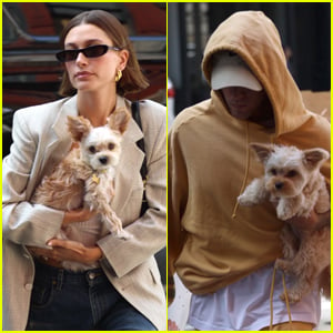 Hailey & Justin Bieber Cradle Their Adorable Puppies While Out in NYC