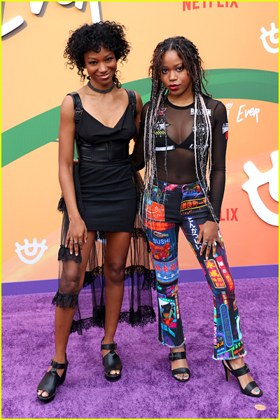 Reiya and Riele Downs at the Never Have I Ever season 4 premiere